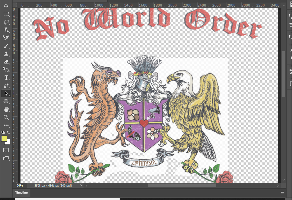 'no world order' design for a t shirt on photoshop